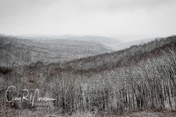 Snowy hills in Brown County SP